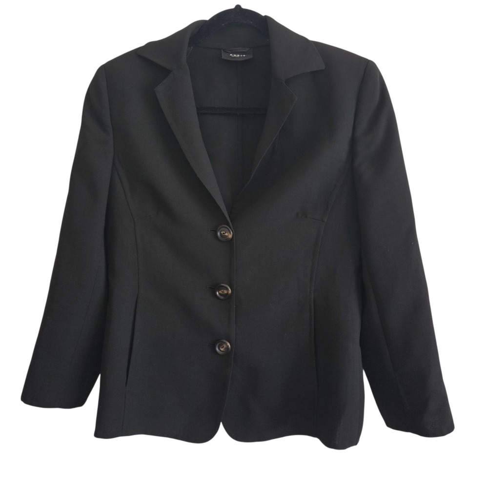 Akris Blazer Jacket 8 Black Viscose Careerwear 3 Button‎ Luxury